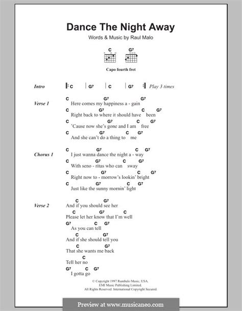 mavericks dance the night away chords